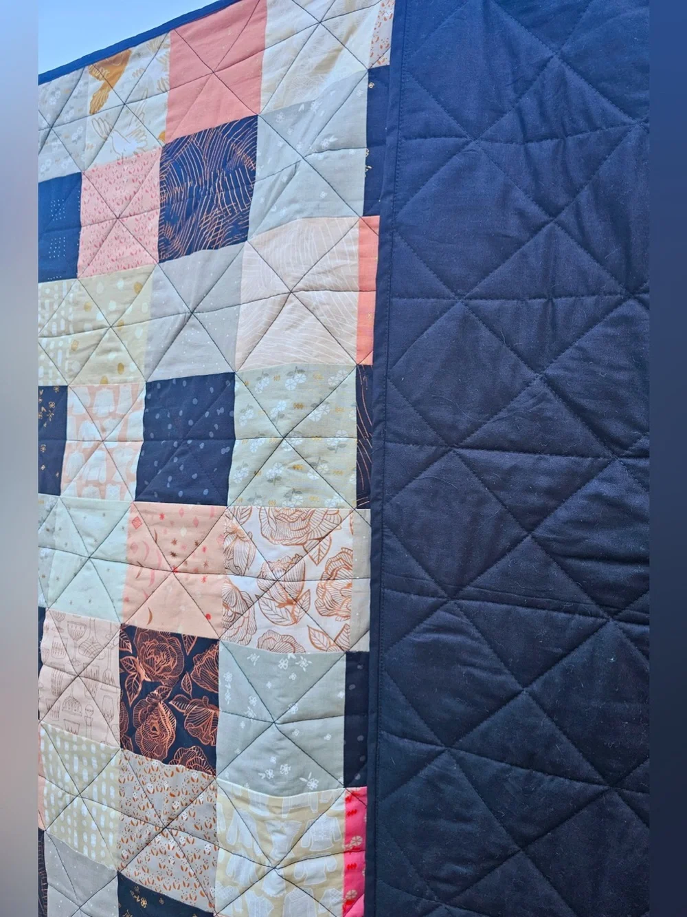 Handmade Ruby Star Society Quilt: Patchwork Vintage Style Heirloom Quilt